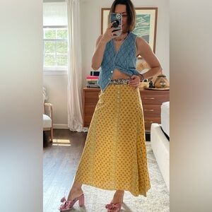Younique Block Print Marigold Sequined Maxi Skirt